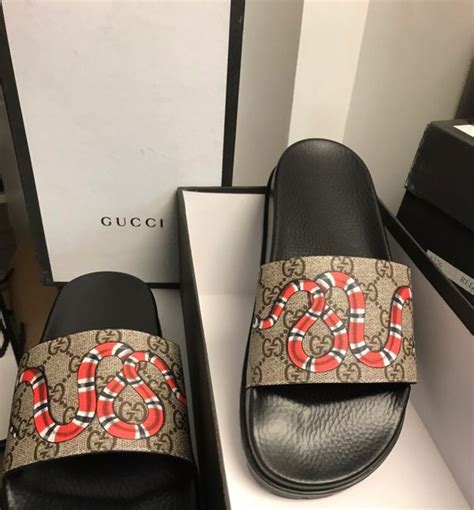 gucci supreme snake slides|Gucci embellished slides.